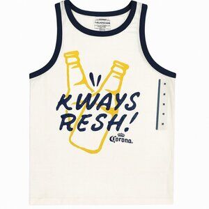 Corona “Always Fresh” White & Yellow Tank Top – Size M | Vibrant Summer Style